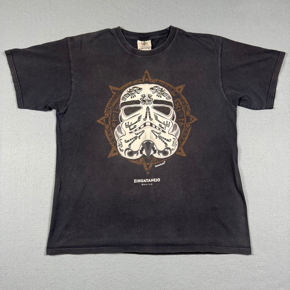 Karani Art Stormtrooper T Shirt Mens L Black Cotton Aztec Mayan Mexico Star Wars
